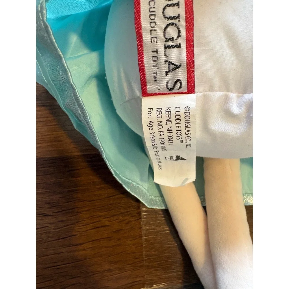 Douglas Cuddle Toy Fairy Doll Aqua Blue Tulle Dress Sparkly Wings Plush 15 inch